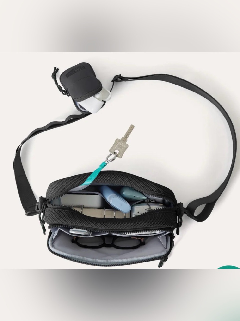 BAGSMART REIKI Crossbody Bag Black RFID Travel Shoulder Bag NWT Detachable Case - Picture 5 of 7